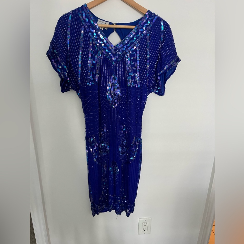 Vintage Sequin Silk Cocktail Dress